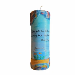 Quote Pillar Candle - "We're Just Two Lost Souls Swimming In A FIsh Bowl" Pink Floyd