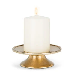 Abbott Gold Metal Pillar Candle Holder