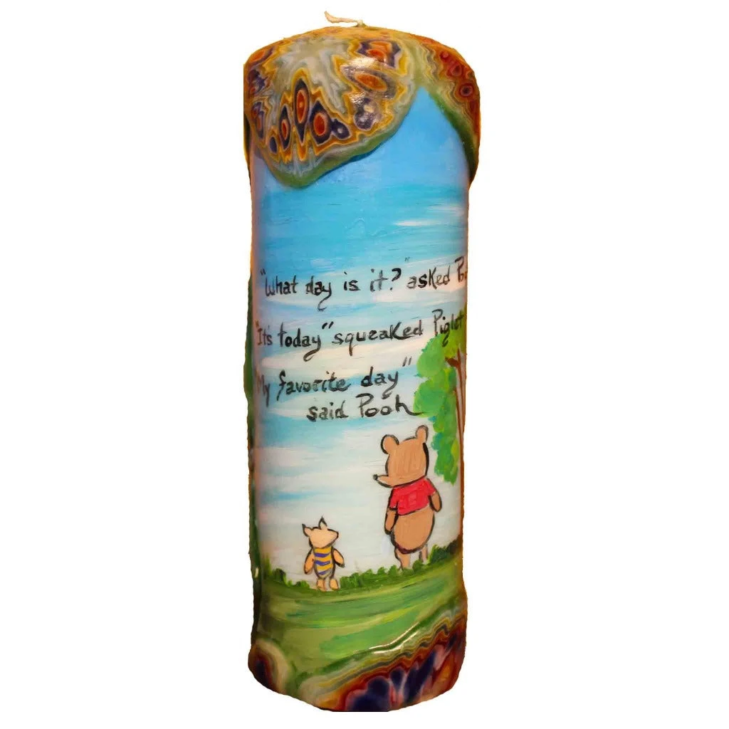Quote Pillar Candle - "What Day Is It? Asked Pooh "It's Today" Squeaked Piglet "My Favorite Day" Said Pooh" Winnie The Pooh 3 Quote Pillar Candle - "What Day Is It? Asked Pooh "It's Today" Squeaked Piglet "My Favorite Day" Said Pooh" Winnie The Pooh