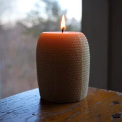 Beeswax Hobnail Pillar Candle - 3 Inches