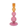 Pink & Orange Recycled Glass Taper Candle Holde -Household Items Sale BUBBELS