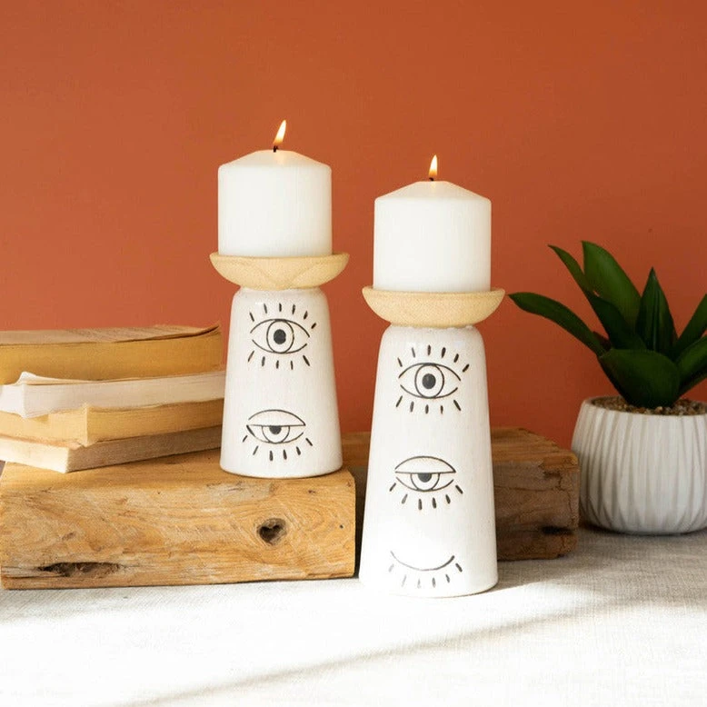 Ceramic Eye Pillar Candle Holder 3 Ceramic Eye Pillar Candle Holder