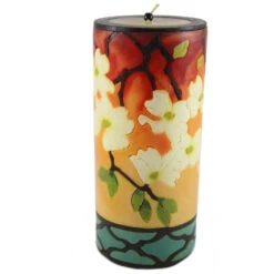 Large Inlay Pillar Candle -Household Items Sale Dogwood large inlay pillar