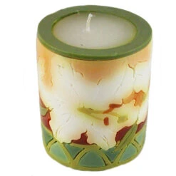 Medium Inlay Pillar Candle -Household Items Sale Hibiscus medium inlay