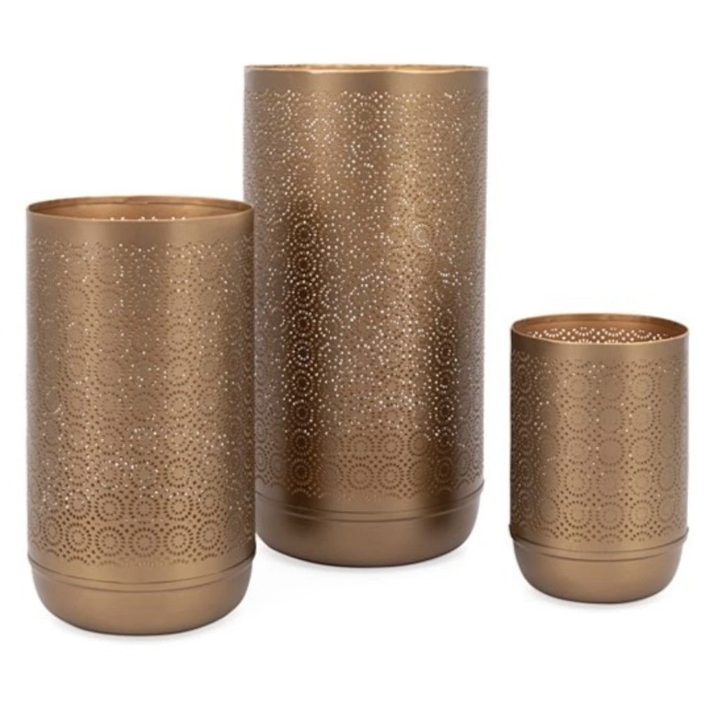 Gold Metal Cut Out Hurricane Candle Lantern 4 Gold Metal Cut Out Hurricane Candle Lantern - Image 2