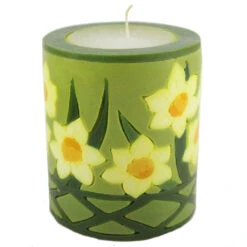 Small Inlay Pillar Candle -Household Items Sale Narcissus small inlay pillar