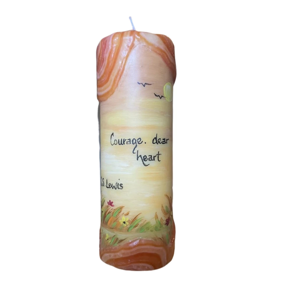 Quote Pillar Candle - "Courage. Dear Heart" C.S. Lewis 3 Quote Pillar Candle - "Courage. Dear Heart" C.S. Lewis