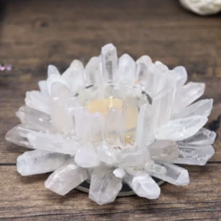 Lotus Quartz Tea Light Candle Holder