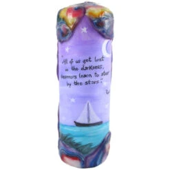 Quote Pillar Candle - "All Of Us Get Lost In The Darkness, Dreamers Learn To Steer By The Stars" Rush