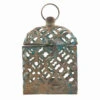 Turquoise Antique Square Metal Lantern Tea Light Candle Holder -Household Items Sale ara