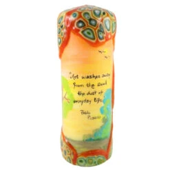 Quote Pillar Candle - "Art Washes Away From The Soul The Dust Of Everyday Life" Pablo Picasso