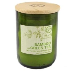 Paddywax Eco Recycled Glass Scented Jar Candle -Household Items Sale bamboo green tea recycled jar