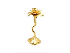 Brass Flower Taper Candle Holder 4 Brass Flower Taper Candle Holder - Image 2