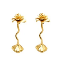 Brass Flower Taper Candle Holder 8 Brass Flower Taper Candle Holder -Household Items Sale brassflowertaperholder11inpair