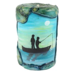 Painted Silhouette Pillar - Couple Fishing