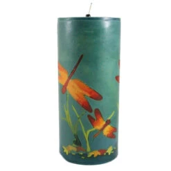 Large Inlay Pillar Candle -Household Items Sale dargonfly large pillar candle