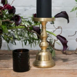 Athena Gold Toned Pillar Candle Holder