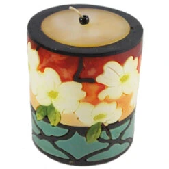 Medium Inlay Pillar Candle -Household Items Sale dogwood inlay pillar candle