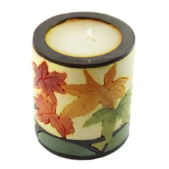 Medium Inlay Pillar Candle -Household Items Sale fall leaves inlay medium 670900