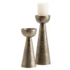 Hammered Antiqued Brass Pillar Candle Holder -Household Items Sale hamm