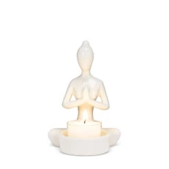 Abbott White Porcelain Yoga Woman Tea Light Candle Holder