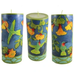Large Inlay Pillar Candle -Household Items Sale hummingbird pillar candle all three