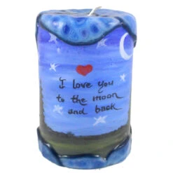 Quote Pillar Candle "I Love You To The Moon And Back" - 4 X 6