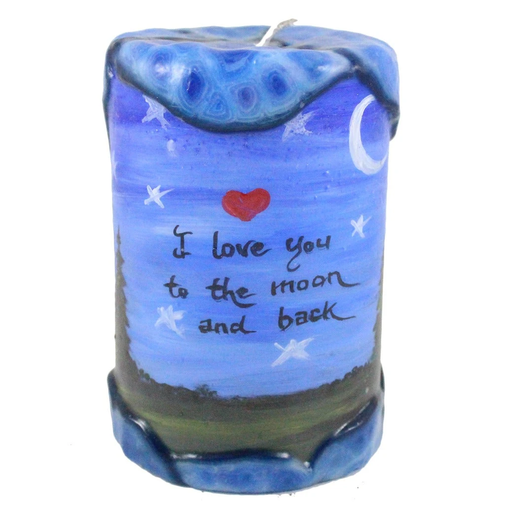 Quote Pillar Candle "I Love You To The Moon And Back" - 4 X 6 3 Quote Pillar Candle "I Love You To The Moon And Back" - 4 X 6