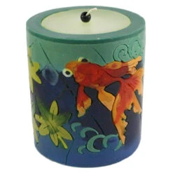 Medium Inlay Pillar Candle -Household Items Sale koi fish medium inlay pillar candle