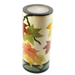 Large Inlay Pillar Candle -Household Items Sale leaves inlay pillar 855500