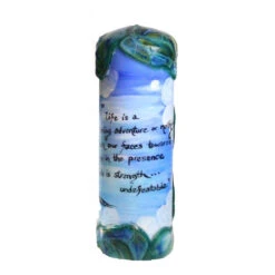 Quote Pillar Candle - “Life Is Either A Daring Adventure Or Nothing. To Keep Our Faces Toward Change And Behave Like Free Spirits In The Presence Of Fate Is Strength Undefeatable.” Helen Keller