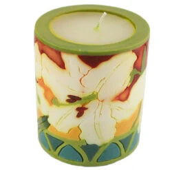 Medium Inlay Pillar Candle -Household Items Sale lily medium inlay pillar