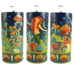 Large Inlay Pillar Candle -Household Items Sale mermaid inlay pillar