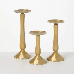 Golden Toned Pillar Candle Holders