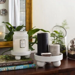 Nixie White Ceramic Candle Tray