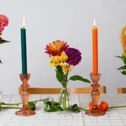 Talking Tables Colorful Glass Taper Candle Holders - 6.5H Inches -Household Items Sale orange 1