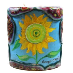 Painted Oval Veneer Candle - Georgia O'Keefe Sunflower