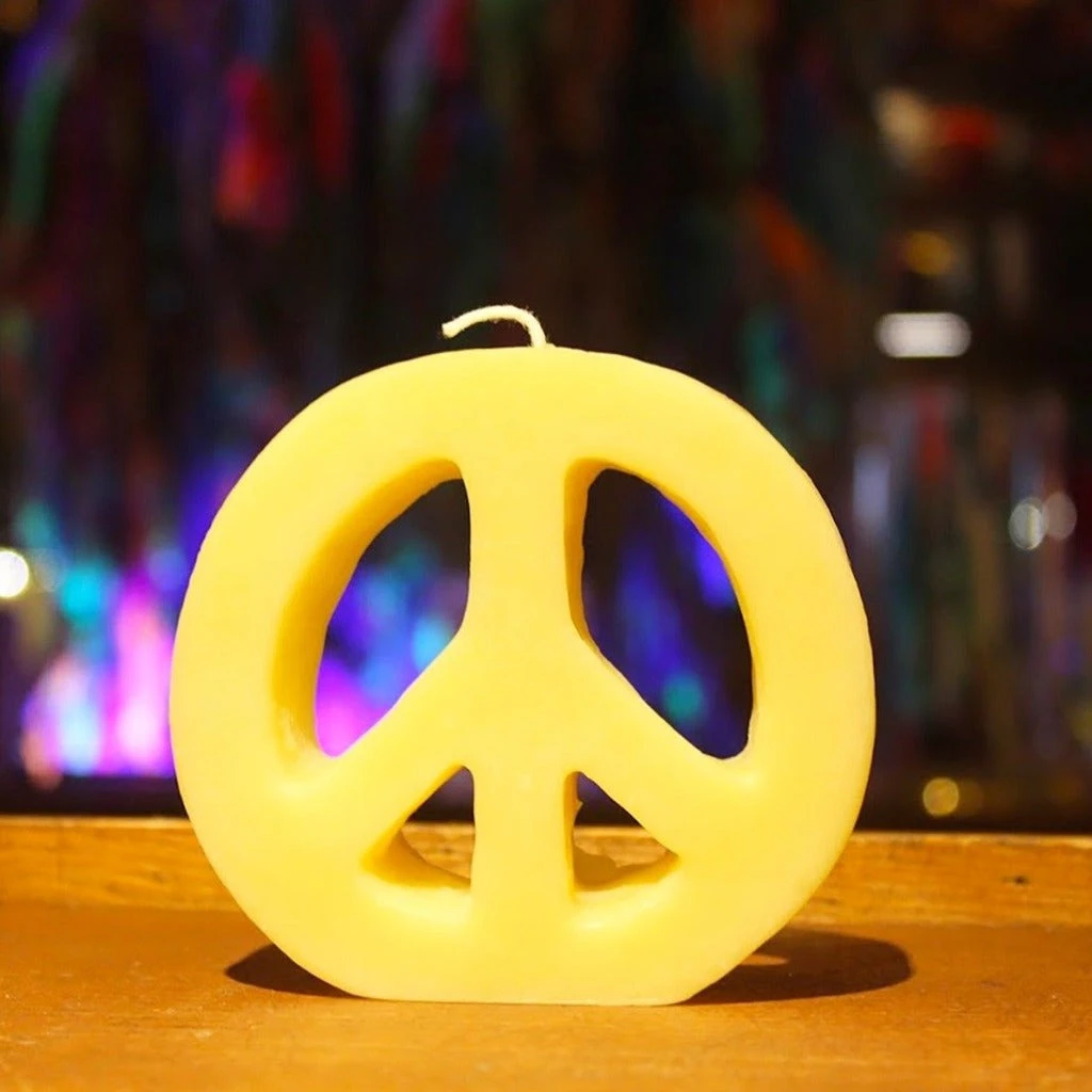 Beeswax Peace Sign Candle 3 Beeswax Peace Sign Candle