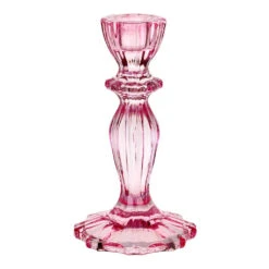 Talking Tables Colorful Glass Taper Candle Holders - 6.5H Inches -Household Items Sale pinkj