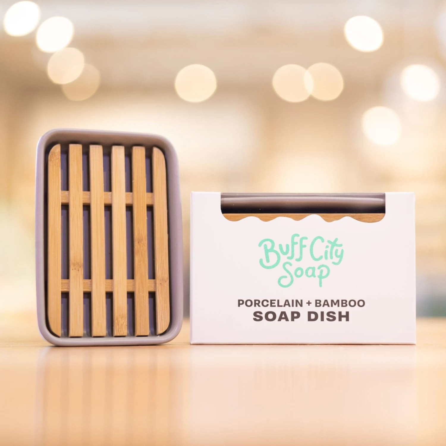 Grey Porcelain And Bamboo Soap Dish 3 Grey Porcelain And Bamboo Soap Dish