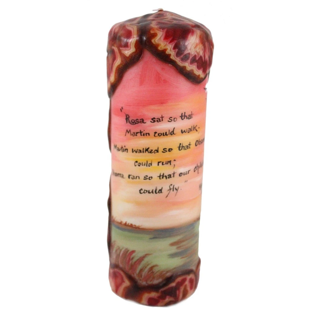Quote Pillar Candle - “Rosa Sat So That Martin Could Walk; Martin Walked So That Obama Could Run; Obama Ran So That Our Children Could Fly” Khari Mosley 3 Quote Pillar Candle - “Rosa Sat So That Martin Could Walk; Martin Walked So That Obama Could Run; Obama Ran So That Our Children Could Fly” Khari Mosley