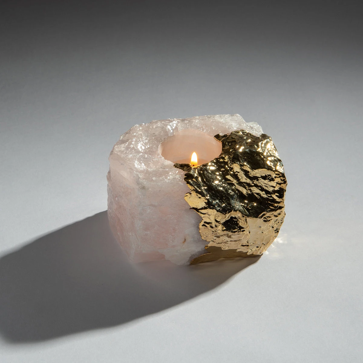 Gilded Rose Quartz Tea Light Candle Holder 3 Gilded Rose Quartz Tea Light Candle Holder