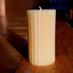 Beeswax Fluted Pillar Candle -Household Items Sale smallz