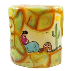Painted Oval Candle - Southwestern Scene