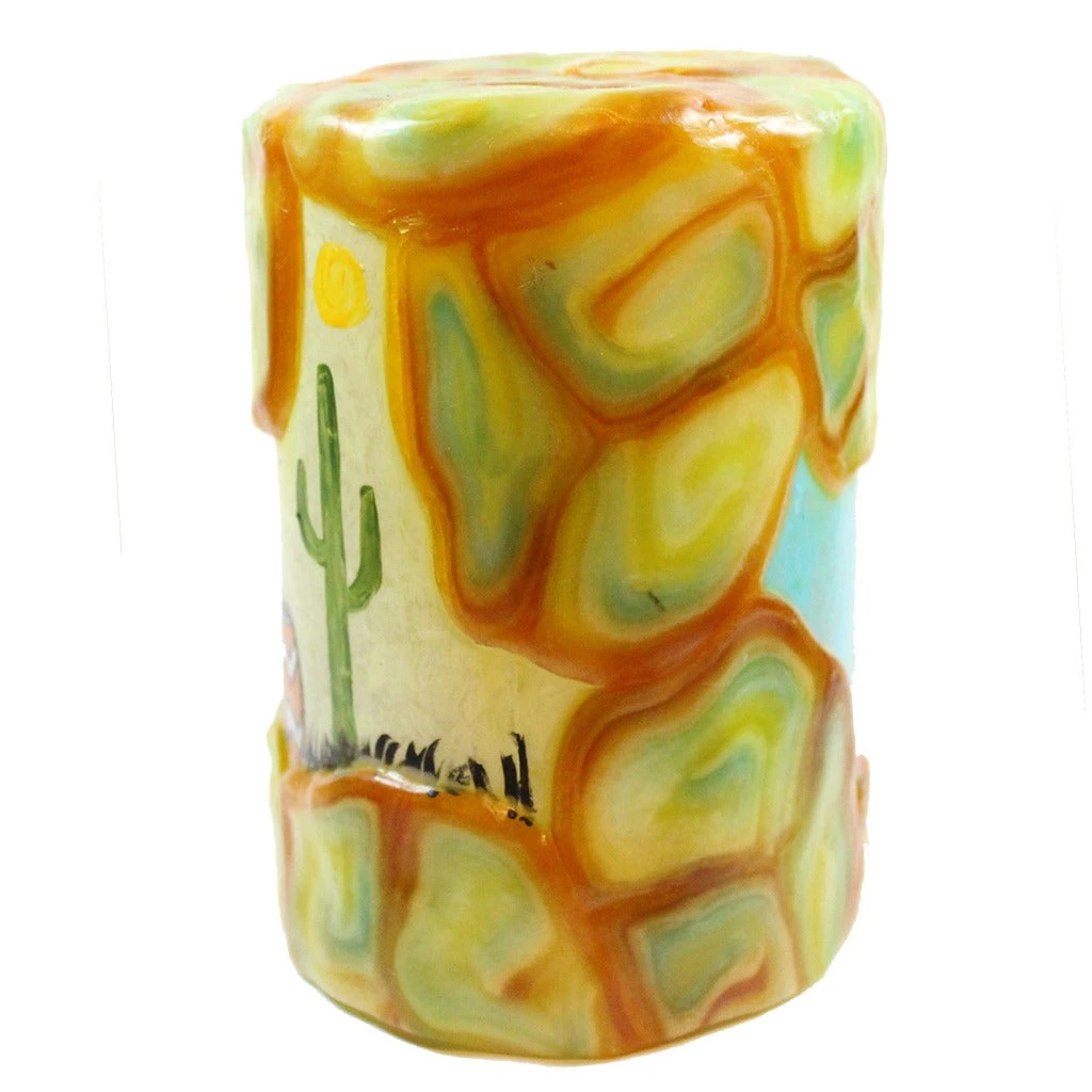 Painted Oval Candle - Southwestern Scene 4 Painted Oval Candle - Southwestern Scene - Image 2
