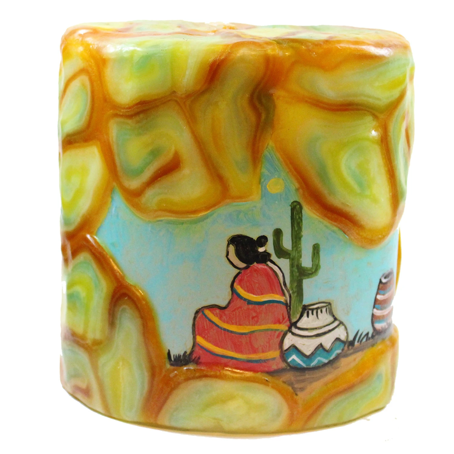 Painted Oval Candle - Southwestern Scene 5 Painted Oval Candle - Southwestern Scene - Image 3
