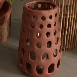 Alameda Terracotta Candle Lantern -Household Items Sale tall