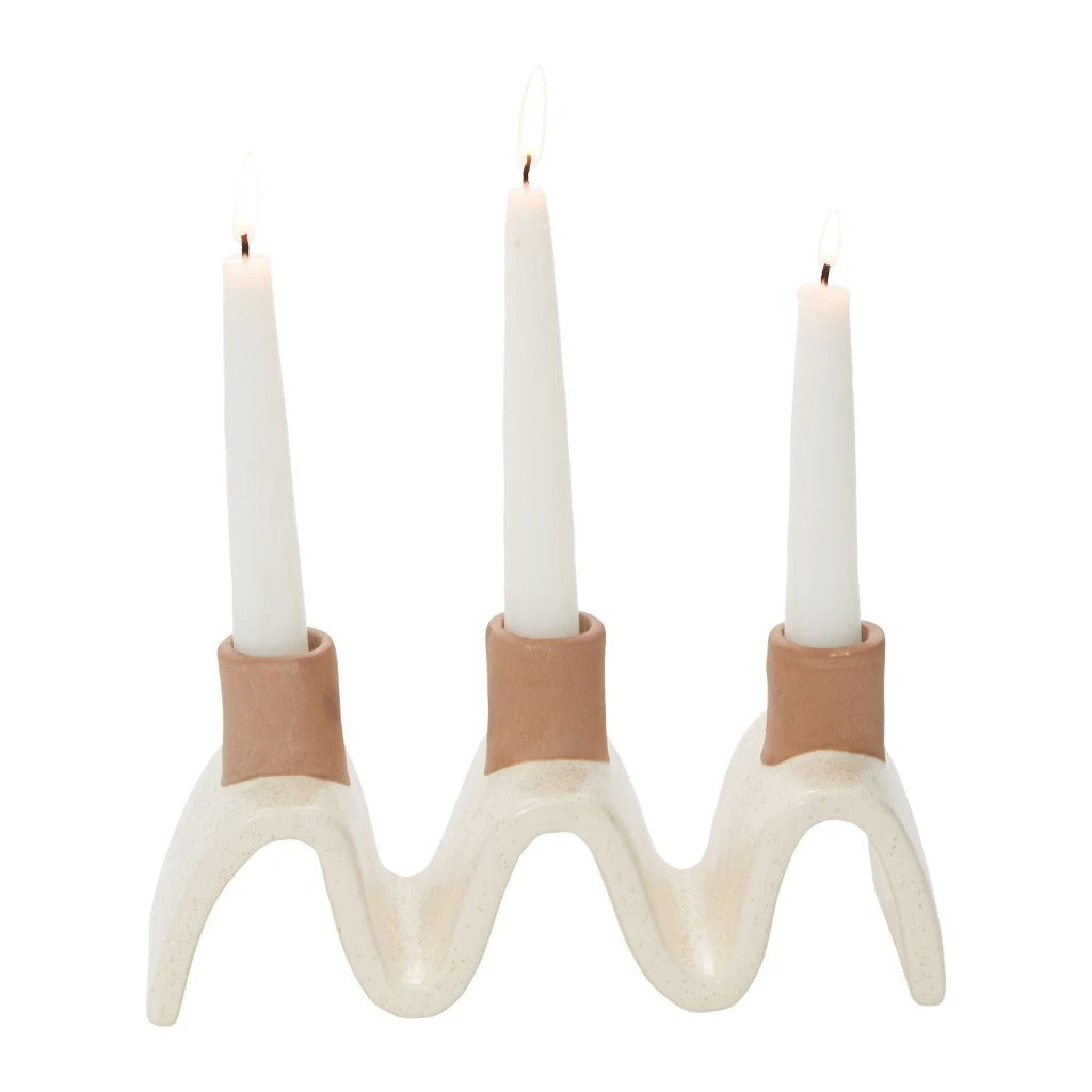 Ceramic Triple Taper Candle Holder 4 Ceramic Triple Taper Candle Holder - Image 2