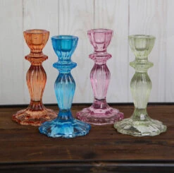 Talking Tables Colorful Glass Taper Candle Holders - 6.5H Inches -Household Items Sale taperholders
