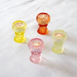 Talking Tables Colorful Glass Taper Candle Holders - 3 Inches -Household Items Sale tealight